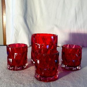 NWT Yankee Candle Red glass holder set